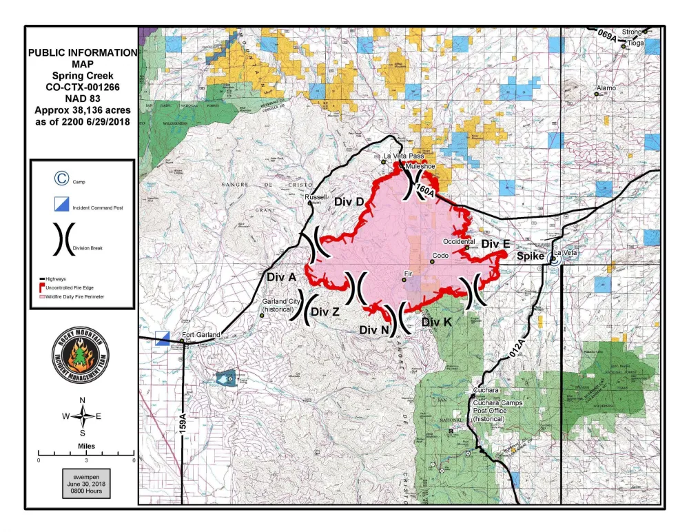 Spring Fire Fire Map Spring Fire Map: Colorado Wildfire Grows To 38,000 Acres, Arson Suspect ...