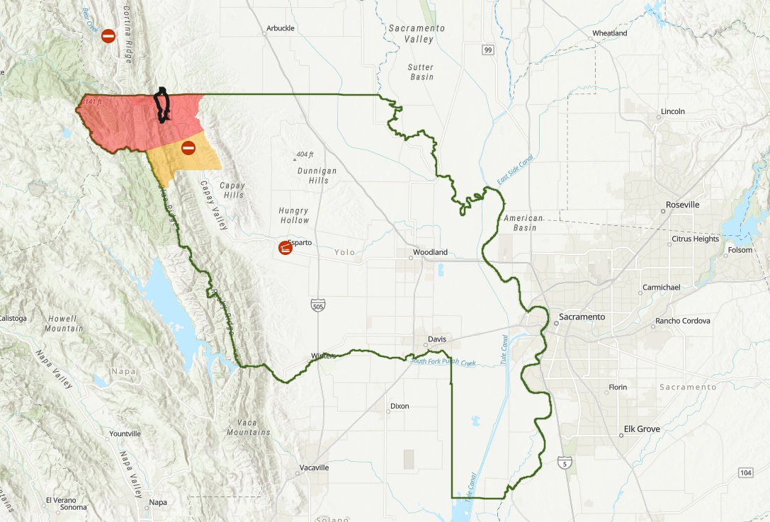 Yolo County Sand Fire Map Latest: Evacuations, Road Closures as Blaze  Spreads to 2,200 Acres, 20 Percent Contained - Newsweek