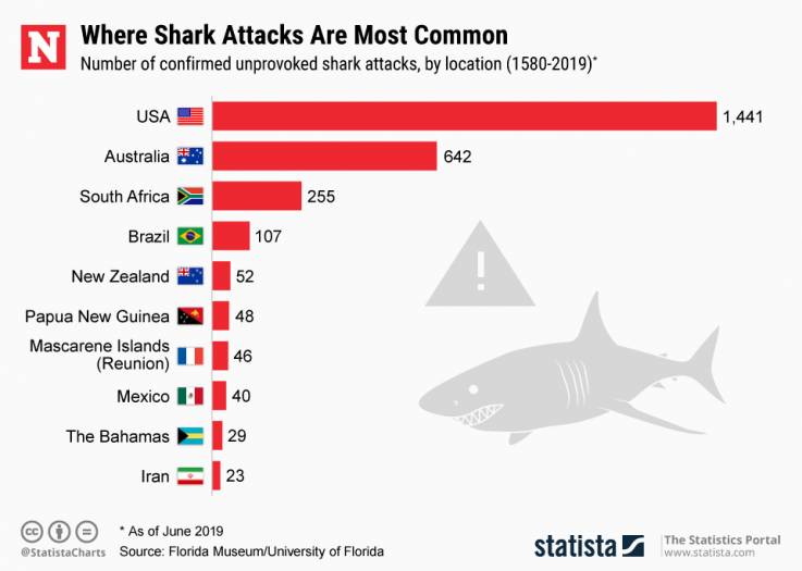 Shark Attacks at Beach Named 'Shark-Bite Capital of the World' Up
