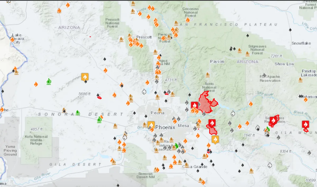 Arizona Bush Fire Map: Largest U.S. Wildfire Burns Through 150,000 ...
