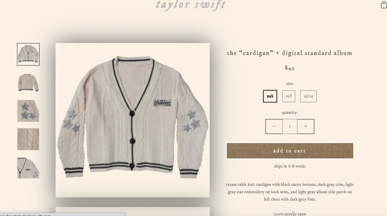 洋楽 Taylor Swift Cardigan Promo 1CD $_57.JPG?set_id=880000500F