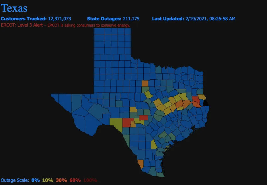 ERCOT Power Outage Map, Updates As Texas Freeze Leaves Over 200,000 ...