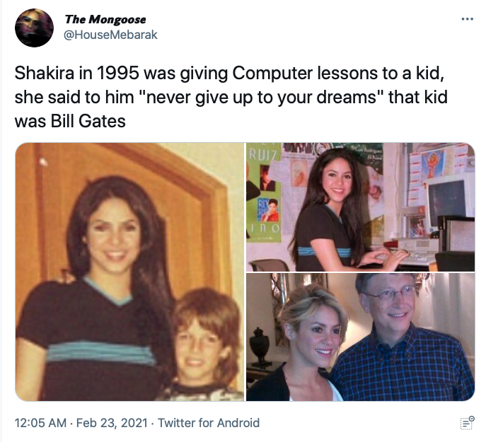 Fact Check: Did Shakira Give Bill Gates Computer Lessons When he Was a  Child? - Newsweek