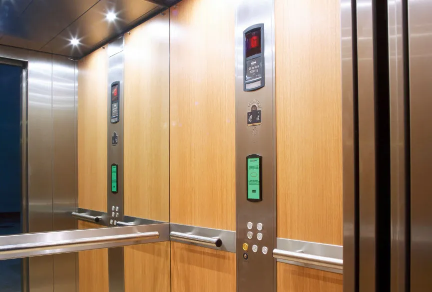 Elevator with its door open