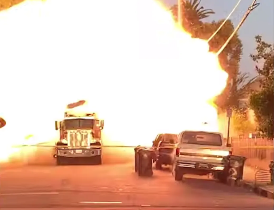 L.A. Explosion Videos Show LAPD Bomb Squad Truck Completely Blown