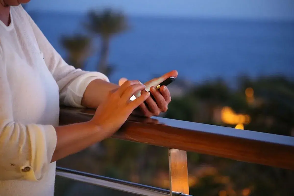 A woman on her phone
