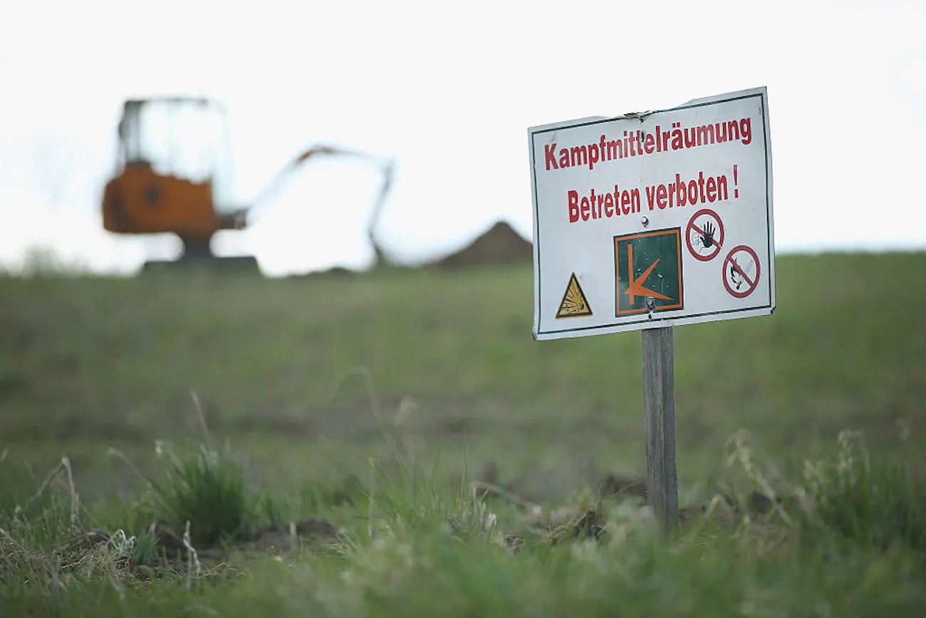 Unexploded bomb sign Germany