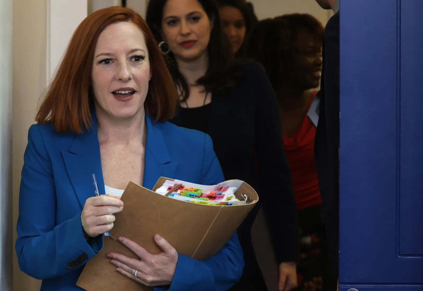 jen psaki green dress Conservatives furious as Psaki gets Vogue treatment ahead of Melania Trump