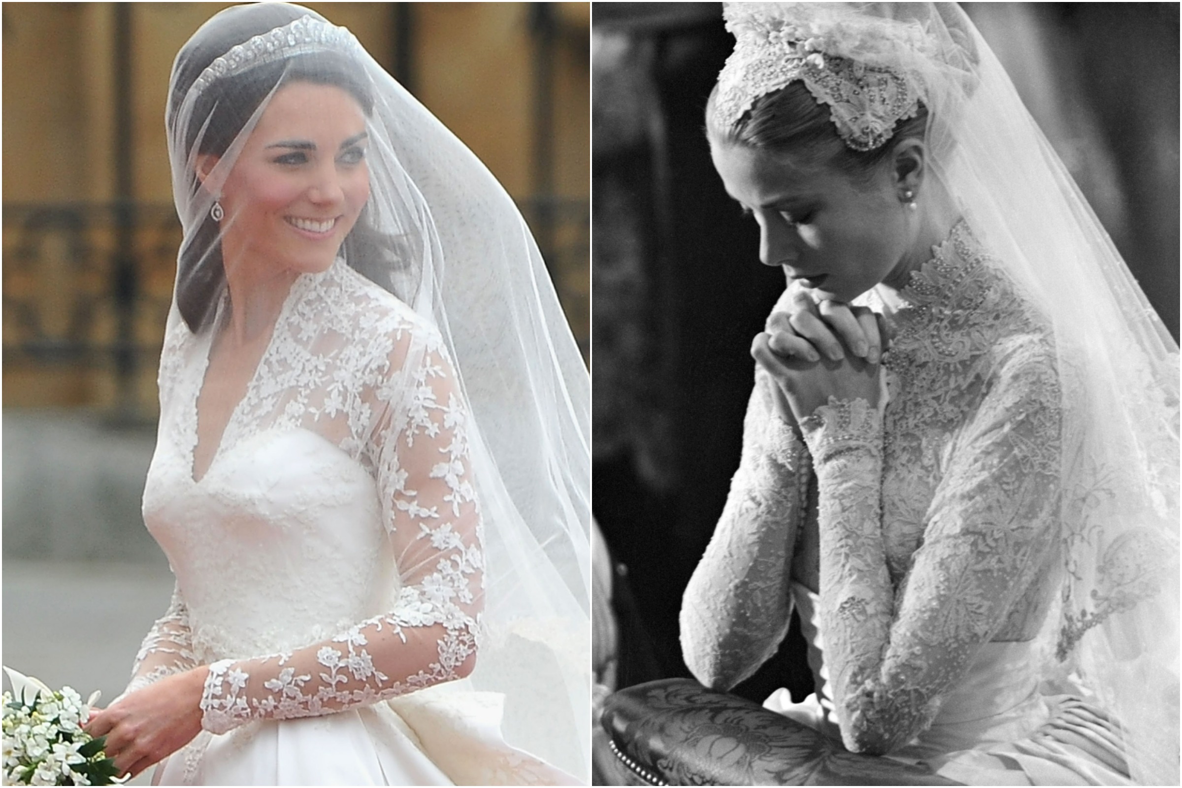 chinese dress ladies White Princess Kate Middleton Best Lace Sleeve Dress V Neck Wedding Dr   Hoprom