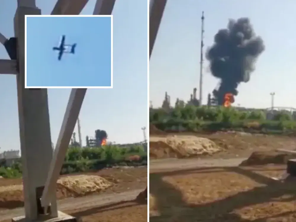 Russian Oil Refinery Ablaze After Reported Hit From Ukrainian Drone