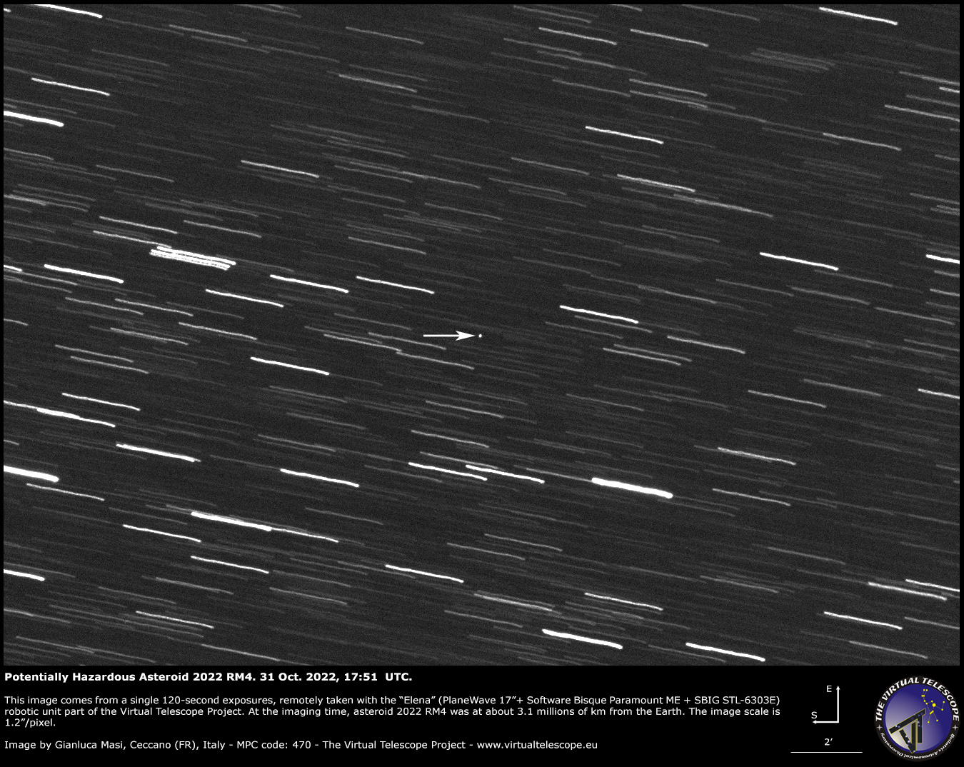 Photo Shows Enormous Asteroid 2022 RM4 Before Its Close Pass by