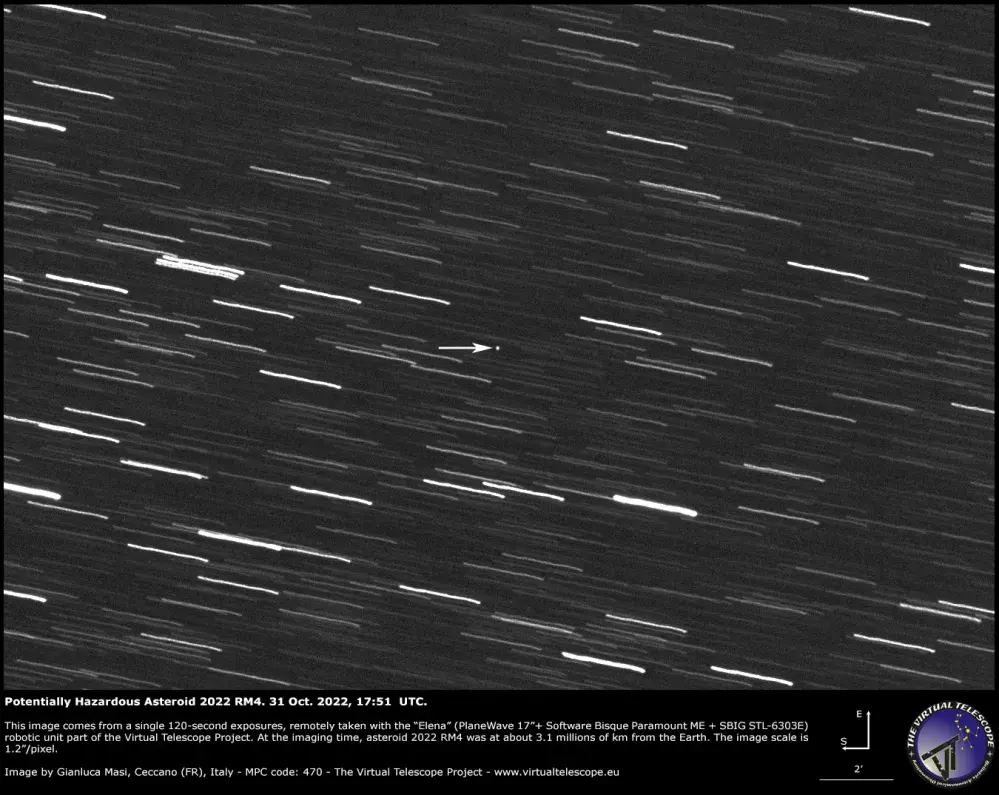 Photo Shows Enormous Asteroid 2022 RM4 Before Its Close Pass by Earth