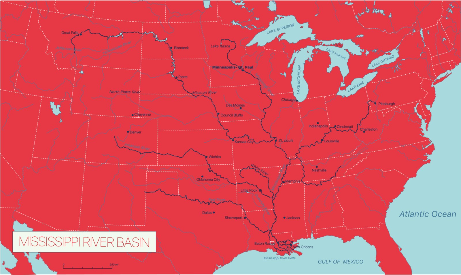 Mississippi River Divides What States