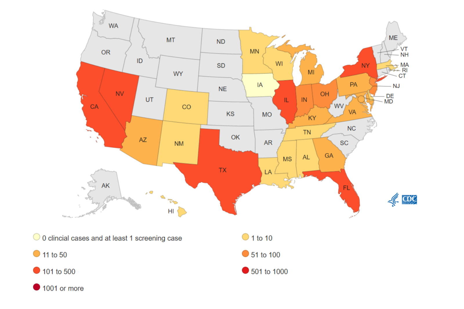 cdc data tracking candida auris