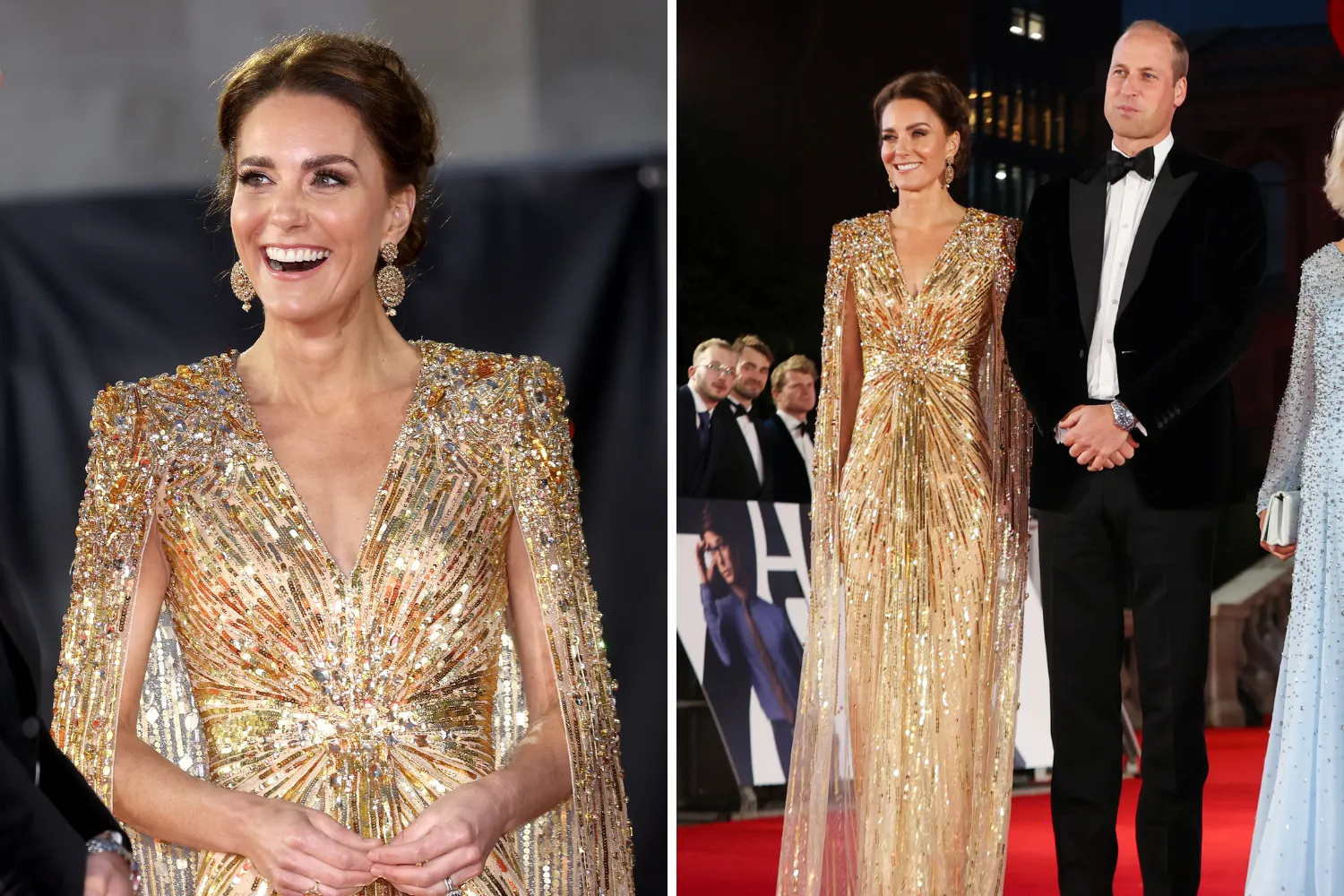 meghan's reaction to kate's gold dress Kate Middleton's and Meghan Markle's Dazzling Gold Fashion Moments