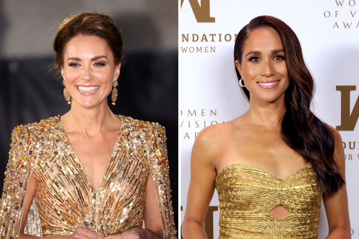 markle gold dress Meghan Markle 2021 Elegante Promi Nacht Party Nude Dress