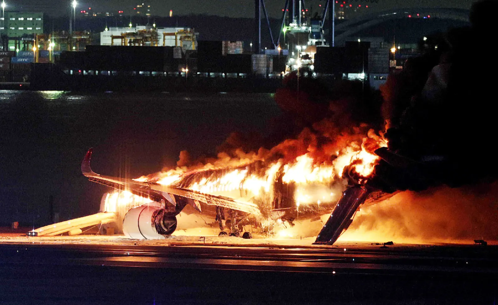 Japan Airlines plane on fire
