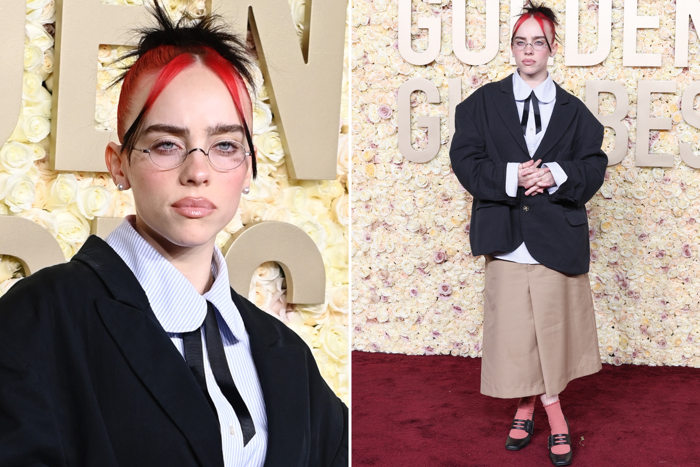 billie eilish golden globes dress @BILLIE EILISH and @FINNEAS are turning heads at the 2024 #GoldenGlobes #billieeilish #finneas #redcarpet