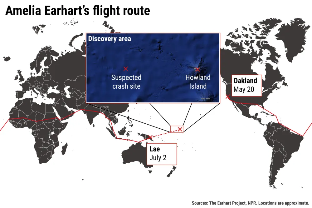 Map of Area Amelia Earhart Plane Is Believed To Have Been Discovered ...