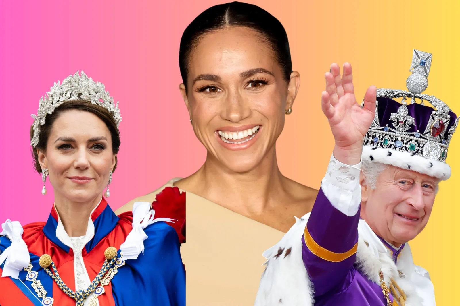 Meghan Markle, Kate Middleton and King Charles