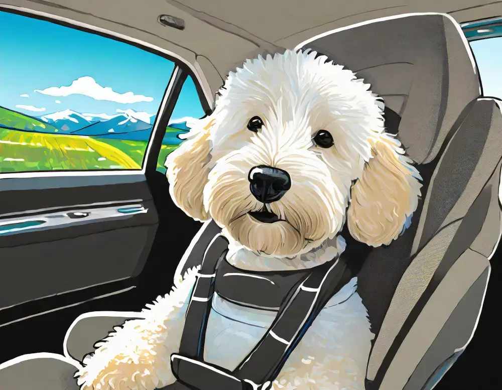 Owner Praised For Genius Hack To Keep Golden Doodle Still During Car Rides