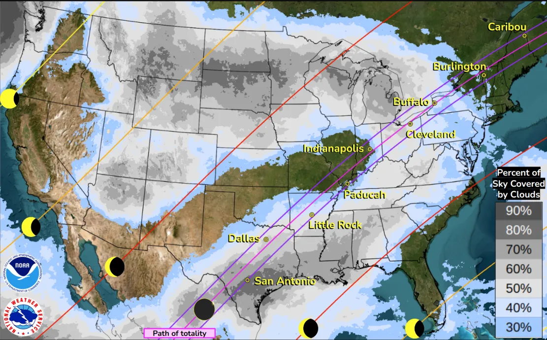 Solar Eclipse 2024: Cloudy or Clear at Totality Exact Moment in Your ...