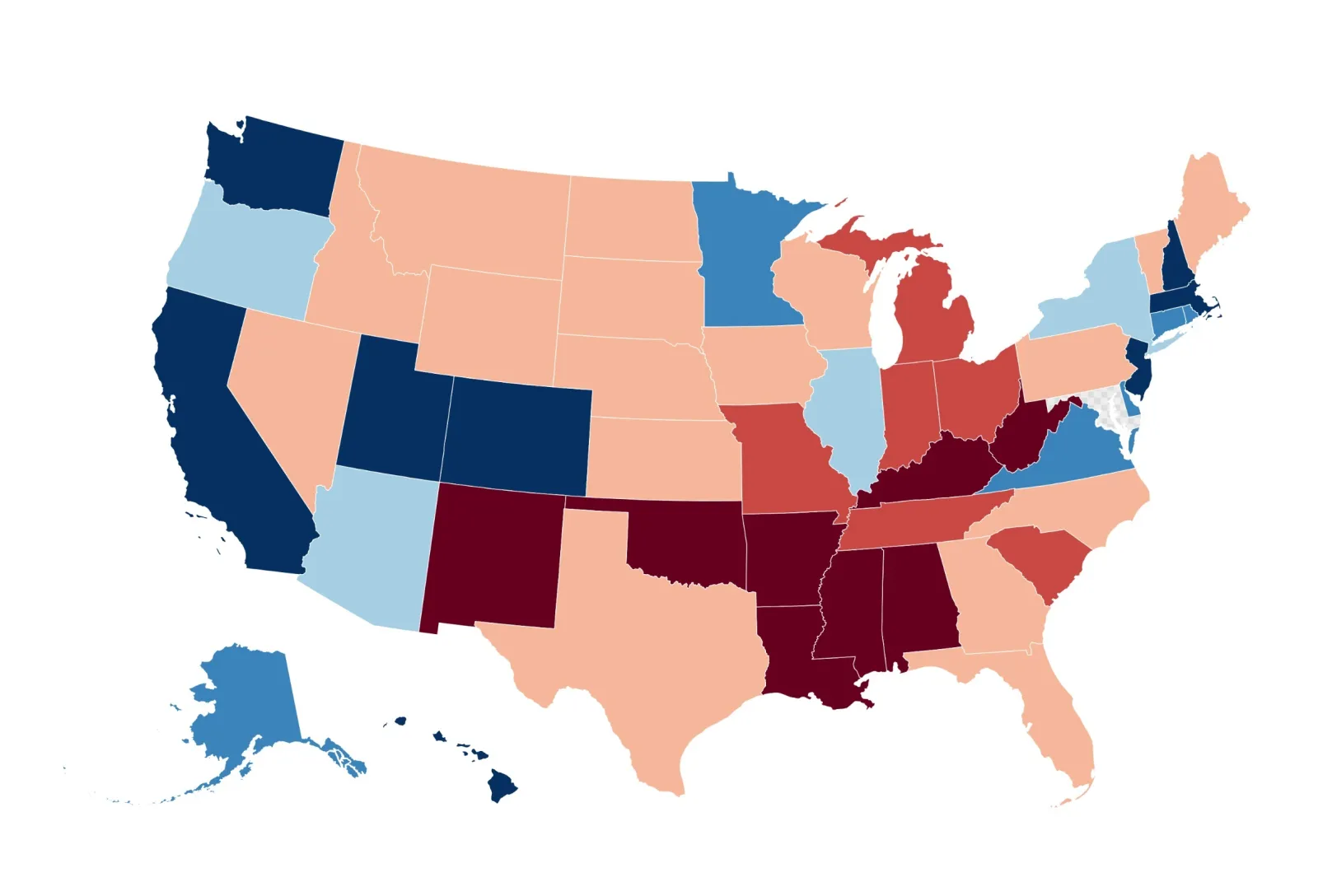 Color Income Map Map Reveals States Where People Earn Most, Least Money - Newsweek
