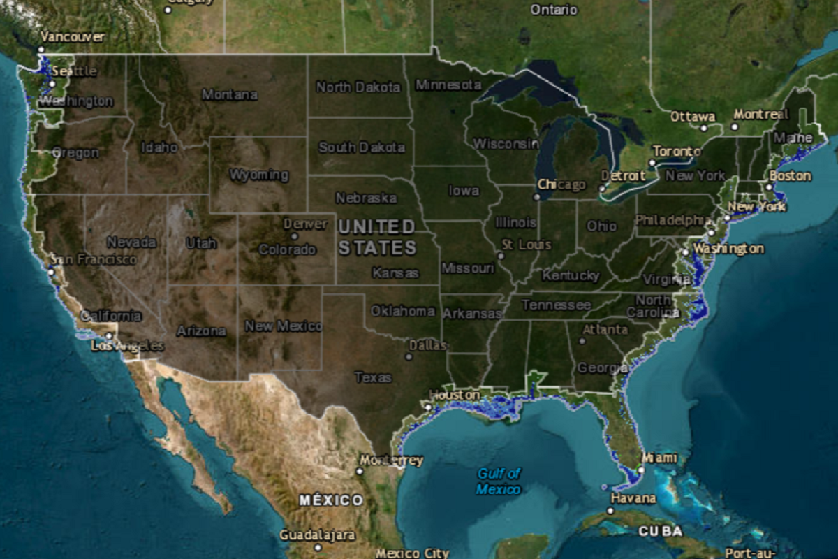 US Map Shows How States May Be Submerged by Rising Sea Levels in 2100 ...