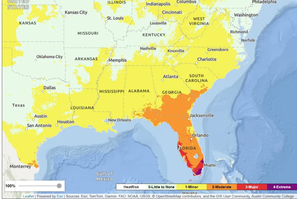 Florida Heat Map as ‘Emergency’ Warning Issued - Newsweek