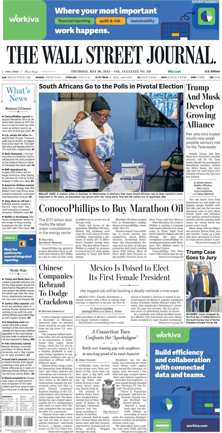Today's Front Pages: Trump and Musk's Alliance, Tornado Activity