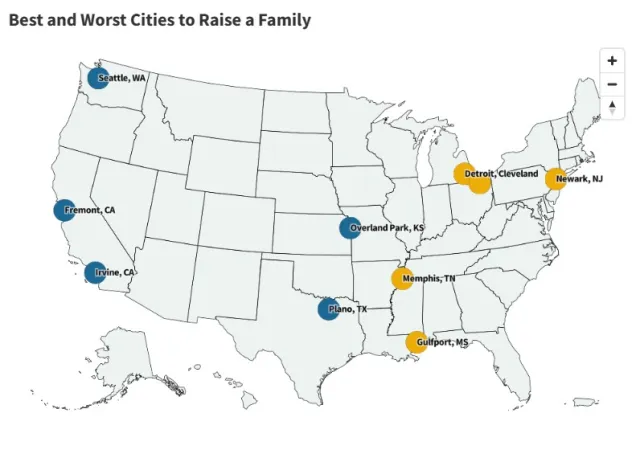 Map Shows Best, Worst States for Raising a Family - Newsweek