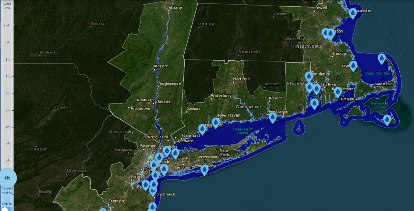 Interactive Water Level Map Connecticut Map Shows Where State Could Be Underwater From Sea Level ...