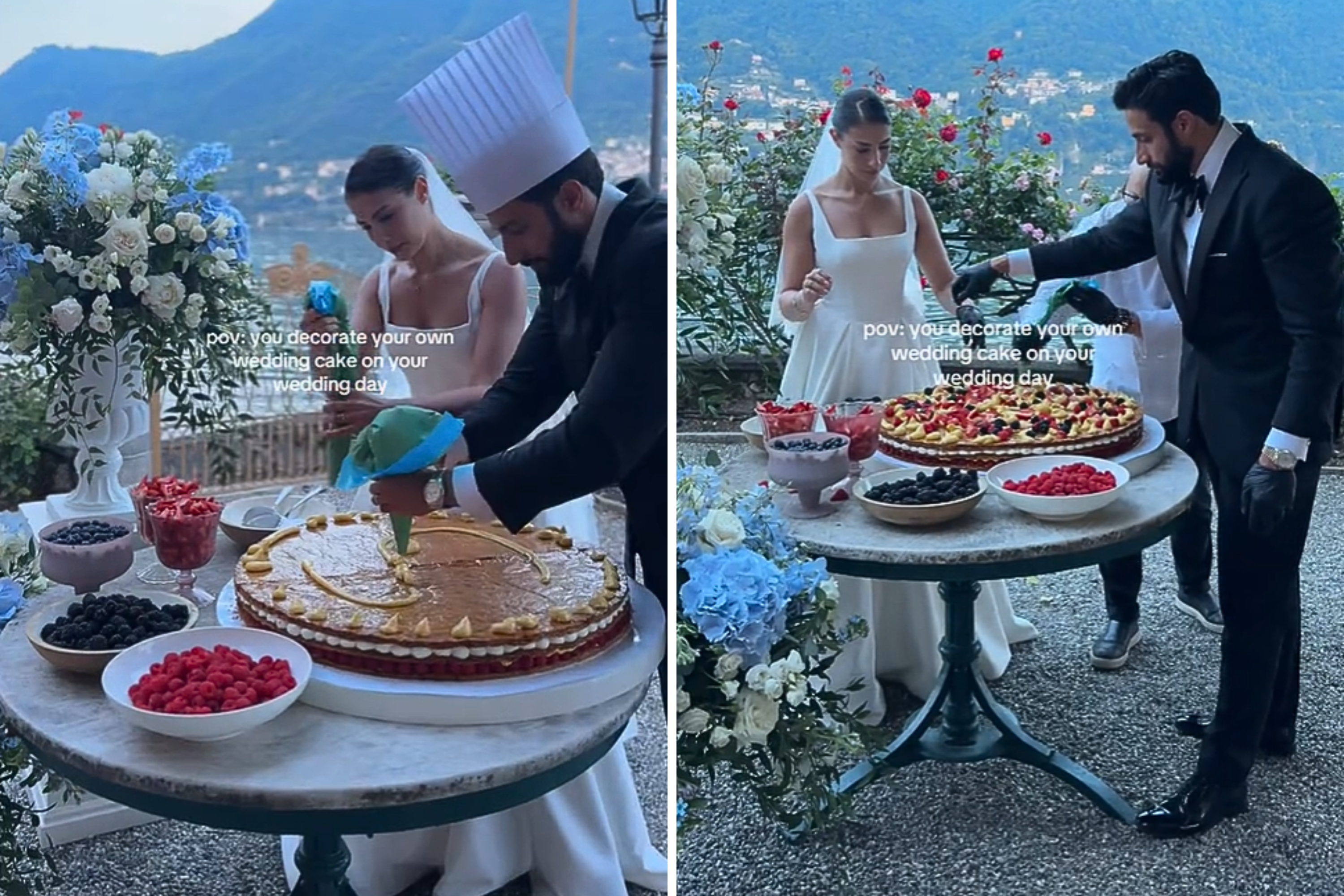 Couple’s Unconventional Cake Activity at Luxury Wedding Goes Viral—’Cute’, image size:3000x2000