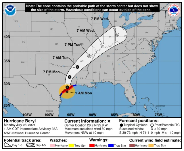 Hurricane Beryl Path Update, Tracker as Storm Slams Into Texas - Newsweek