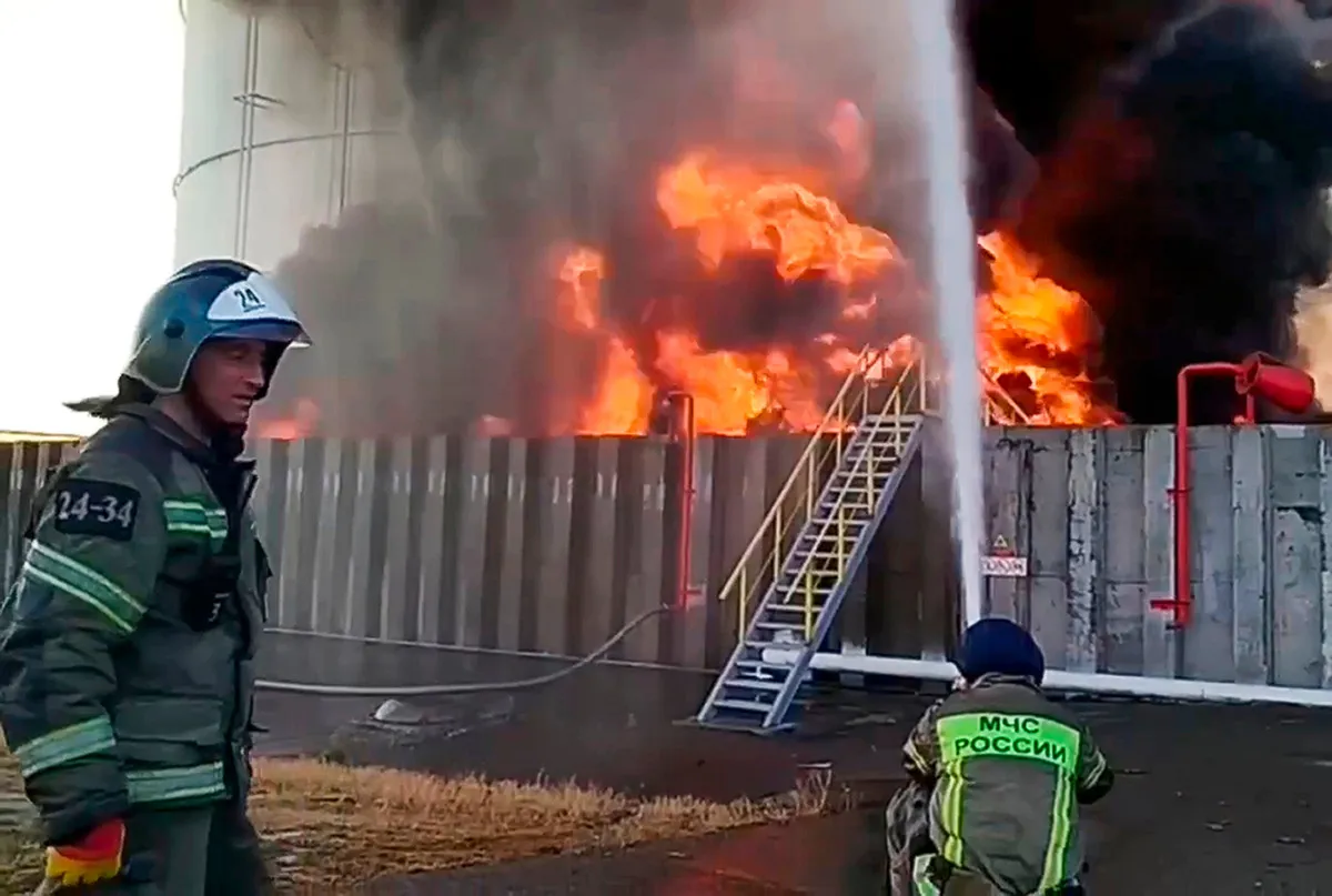 Explosions Rock Russian Oil Depot in Ukrainian Drone Strike - Newsweek