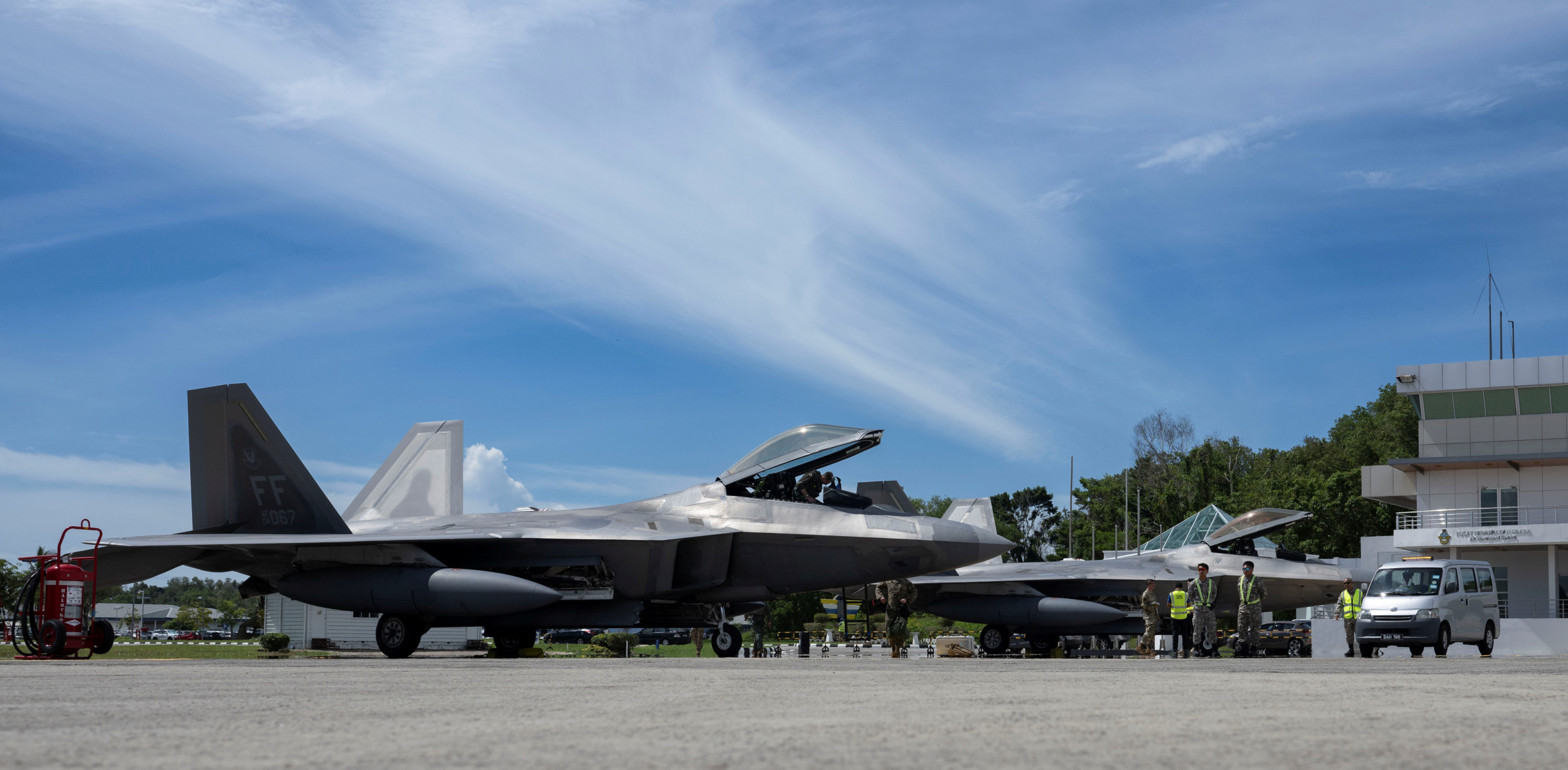 US Air Force F-22 Fighter Jets Visit Strategic Air Bases on South