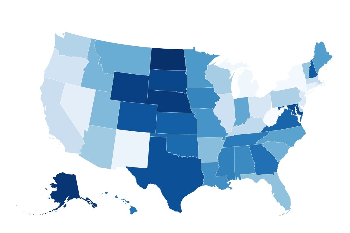 Map Shows Hardest Working States - Newsweek