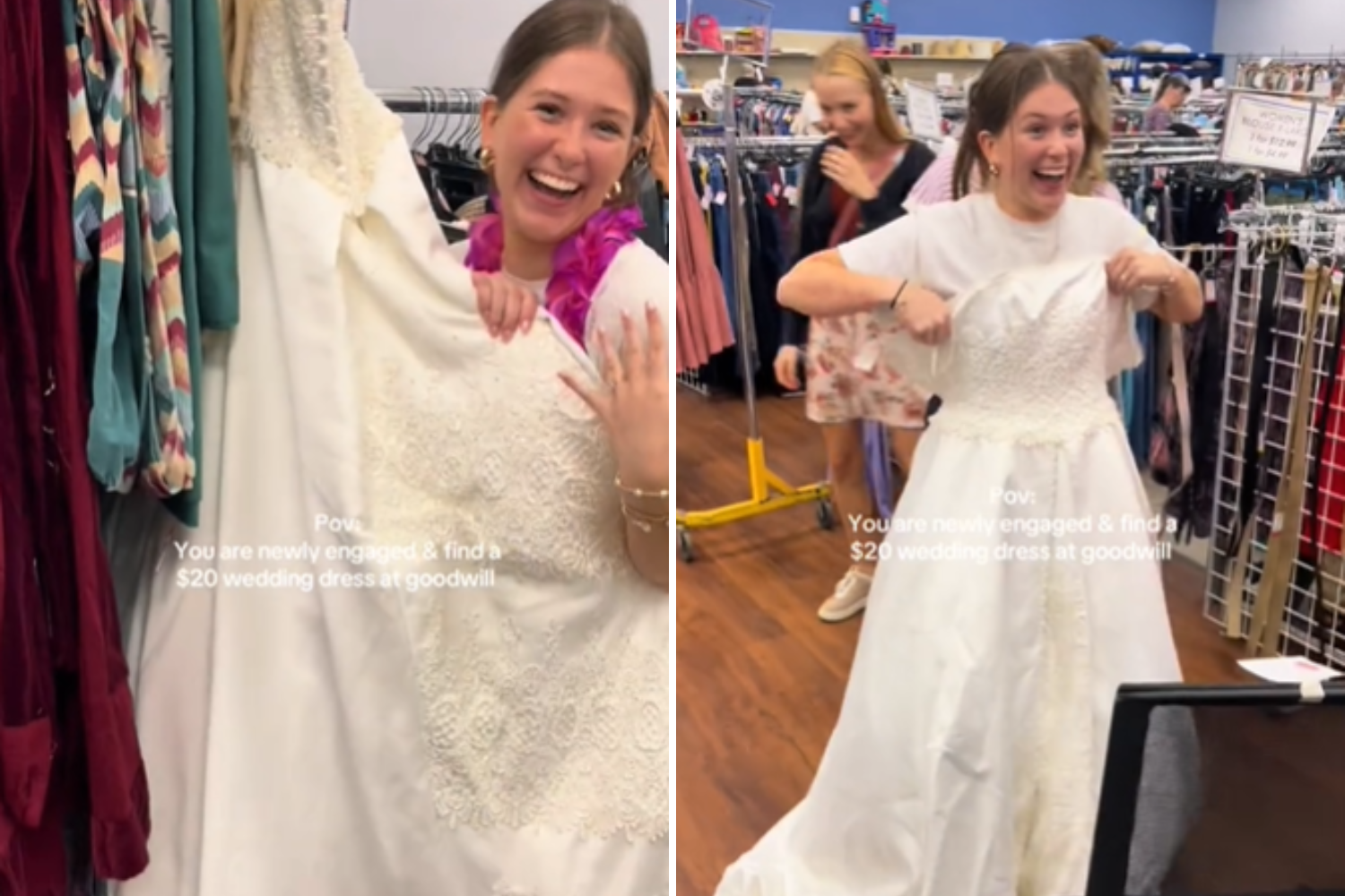 Newly Engaged Woman Walks Into Goodwill, Finds Wedding Dress for Just $20 -  Newsweek