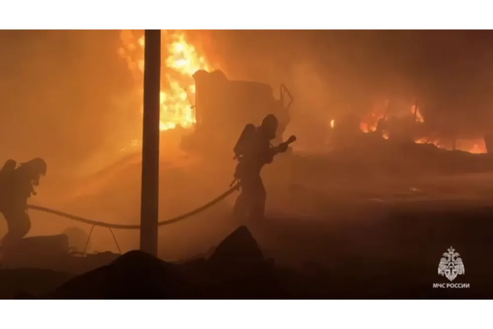 Fire Engulfs Russian Oil Depots Following Ukrainian Drone Attack - Newsweek