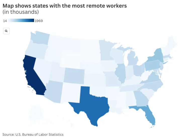 Map Shows States With The Most Remote Workers - Newsweek