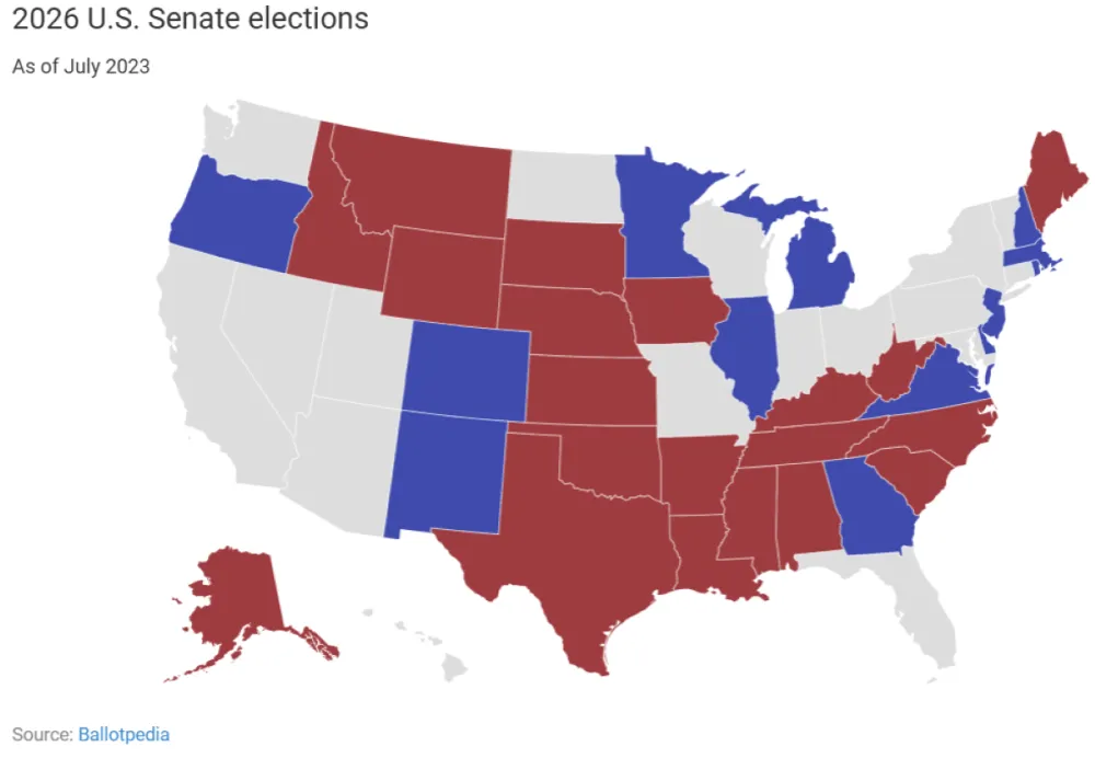 The 2026 Senate Midterm Map Looks Rough for Democrats - Newsweek