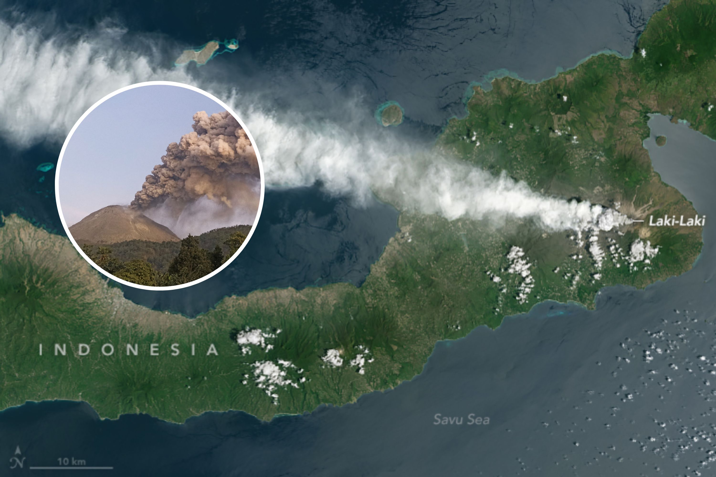 NASA Images Show Ash Pouring From Indonesia Volcano After Decades of Calm -  Newsweek, image size:3000x2000
