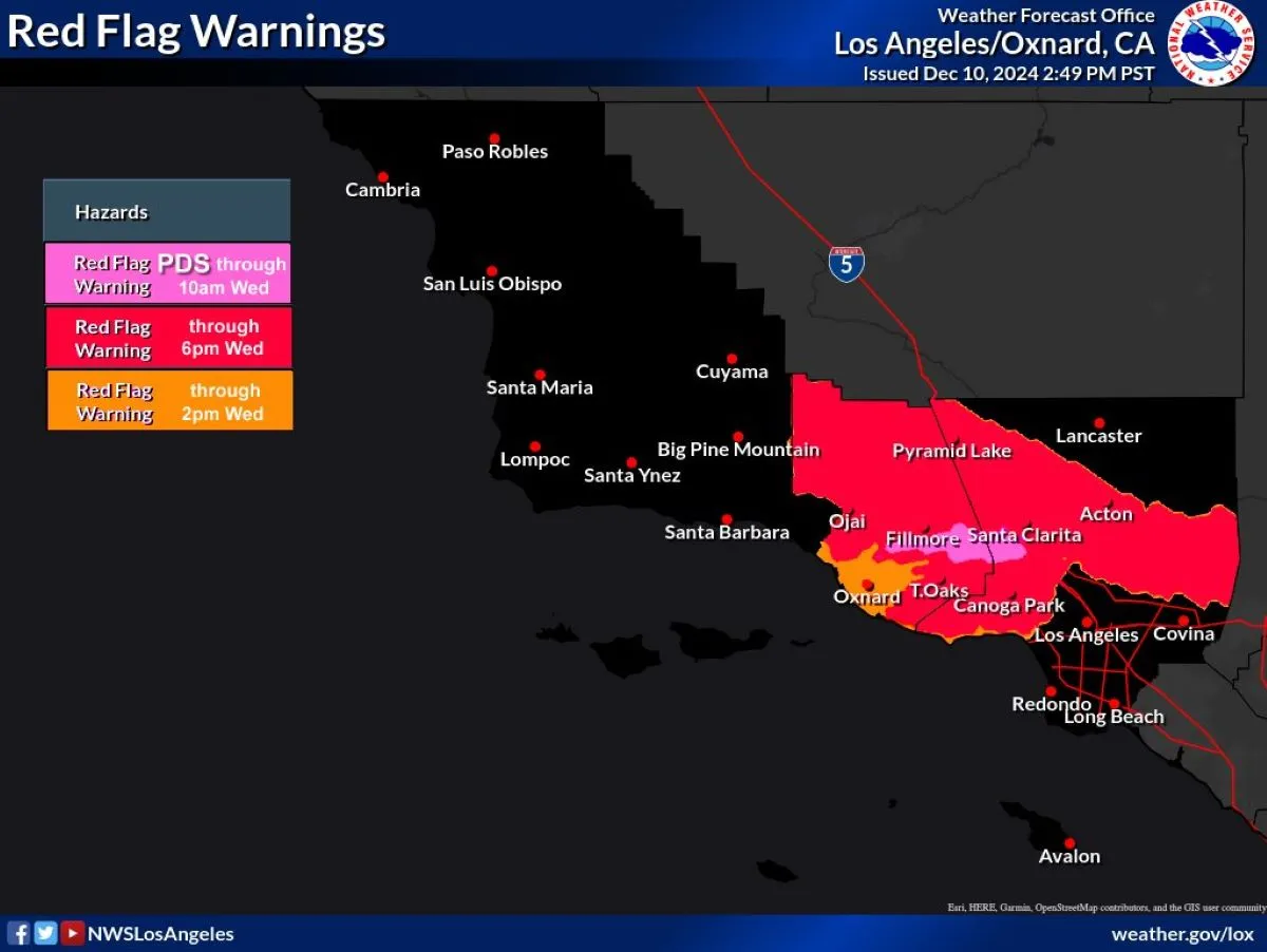 Map Shows Red Flag Warnings Amid Critical Fire Weather