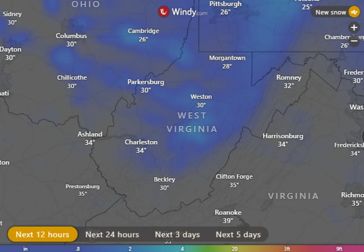 Winter Storm Warning Issued for Parts of West Virginia, Snow Up to 6 ...