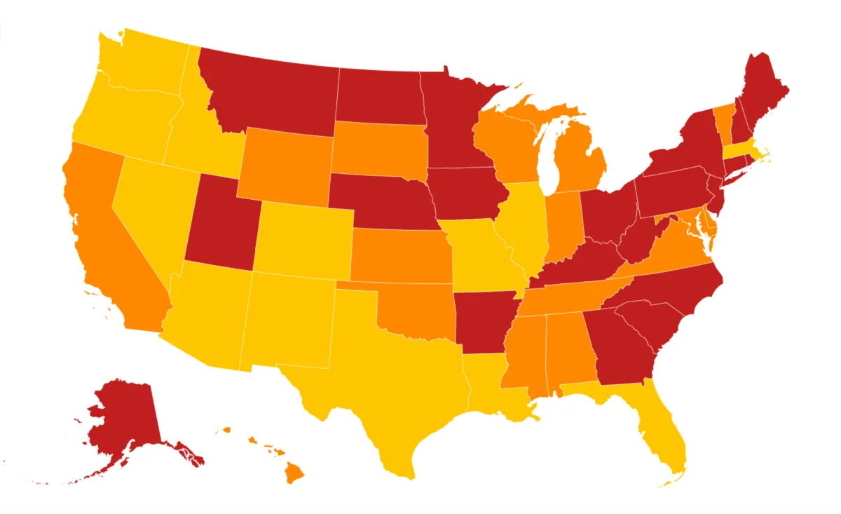 Map Shows 5 Most and Least Affordable States - Newsweek