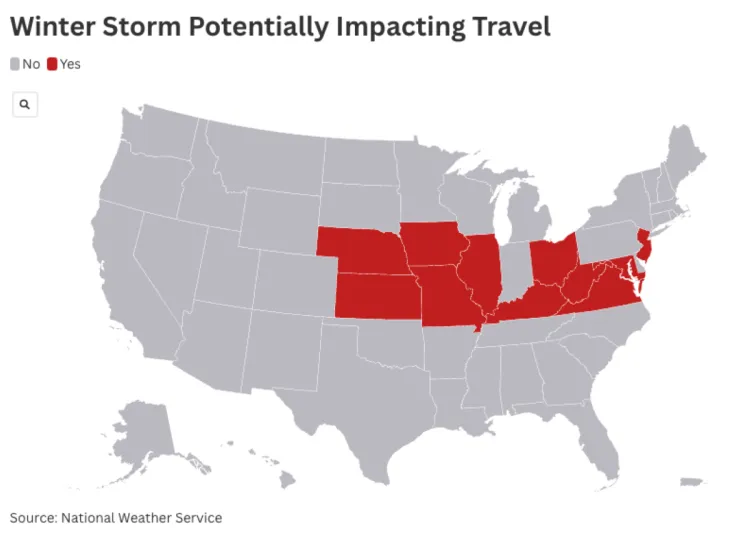 Winter Storm Map Shows States Where Travel Could Be Difficult - Newsweek