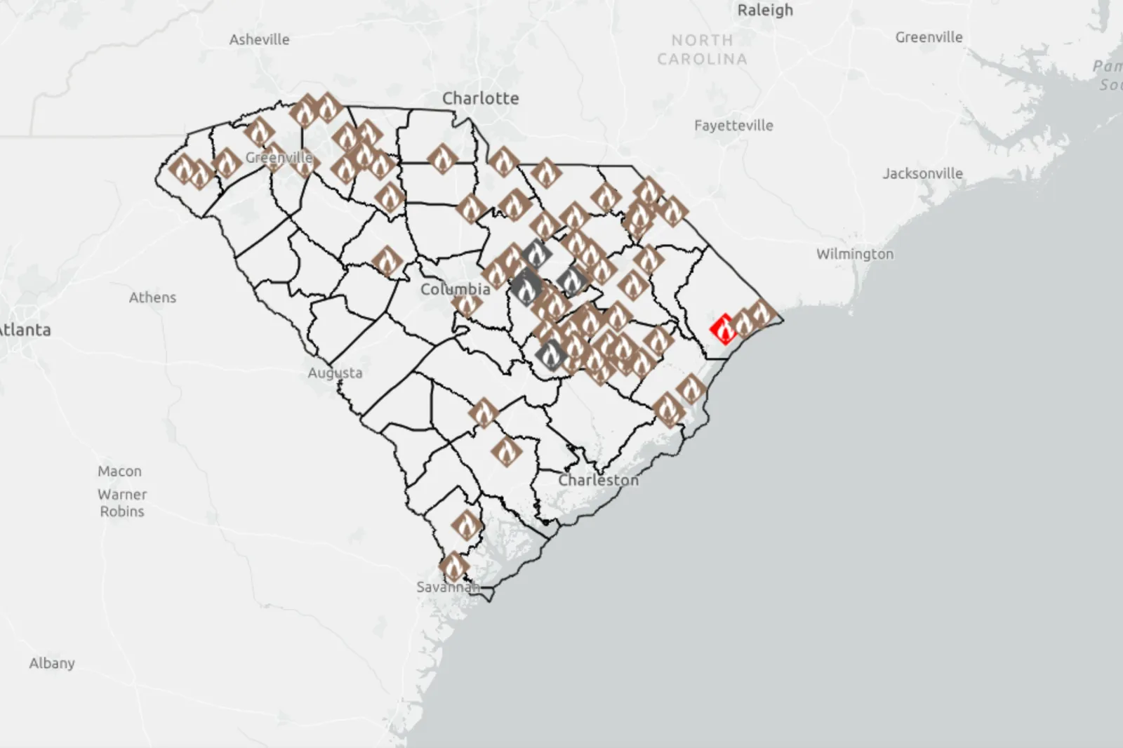 Carolina Fire Maps Show Where Blazes Still Raging in North, South ...