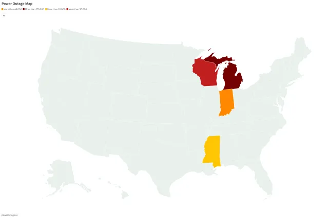 Map Shows Nearly 400,000 People Without Power in 4 States - Newsweek