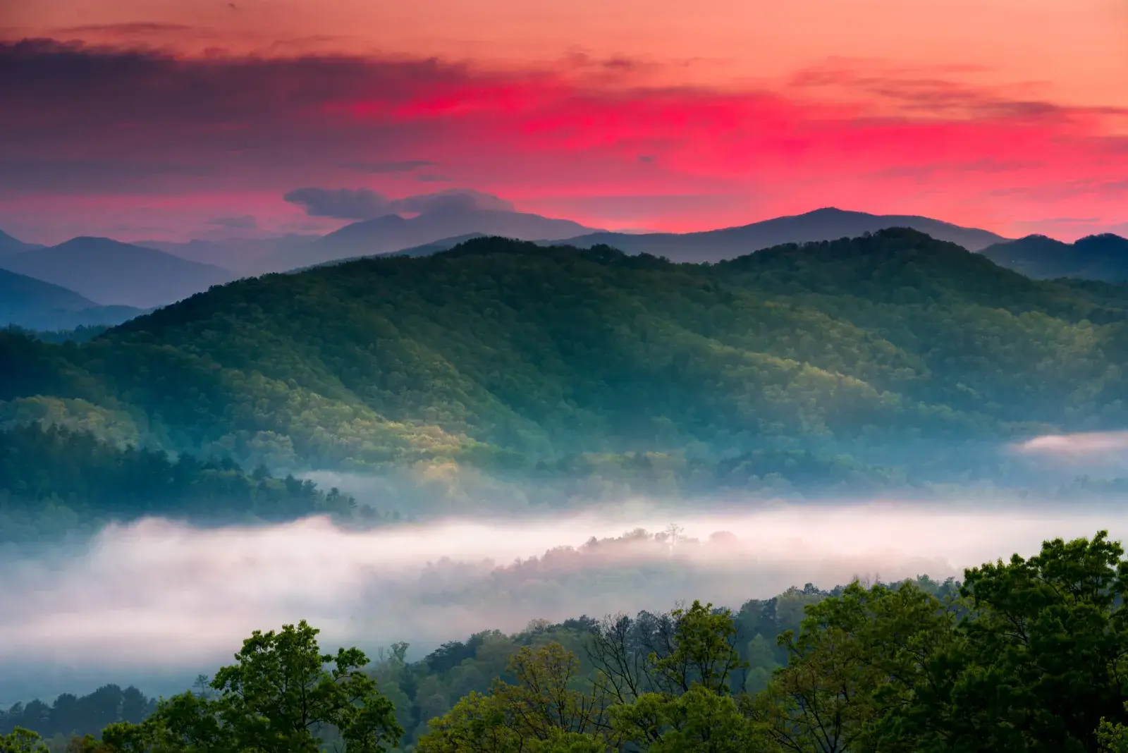 Sunrise at Great Smoky Mountains National Park.