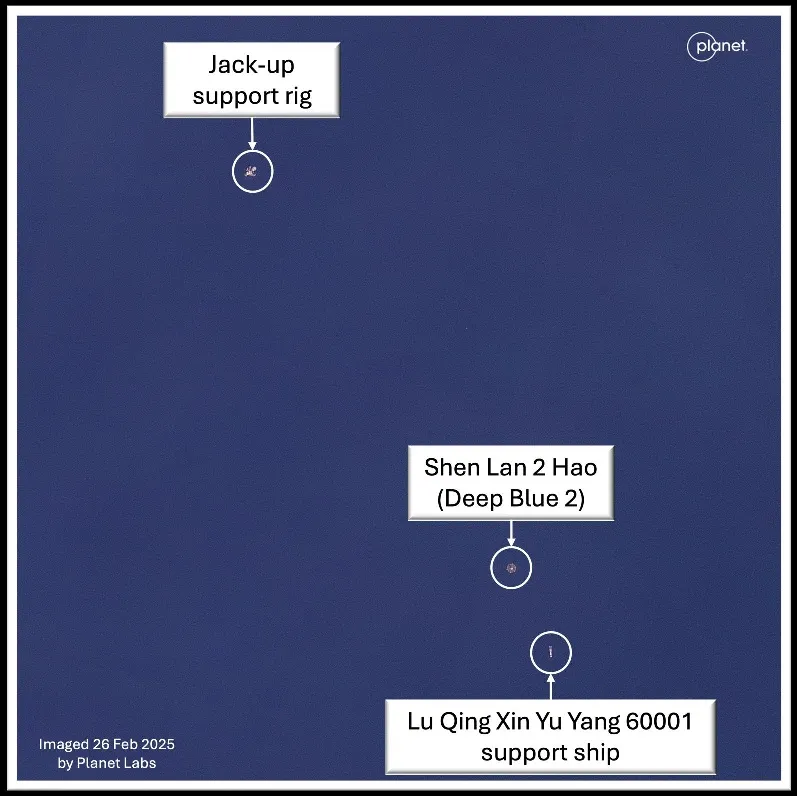 Satellite Shows Chinese Rig and Fishing Cage